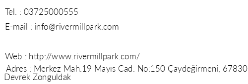 River Mill Park Otel Aqua Spa telefon numaralar, faks, e-mail, posta adresi ve iletiim bilgileri